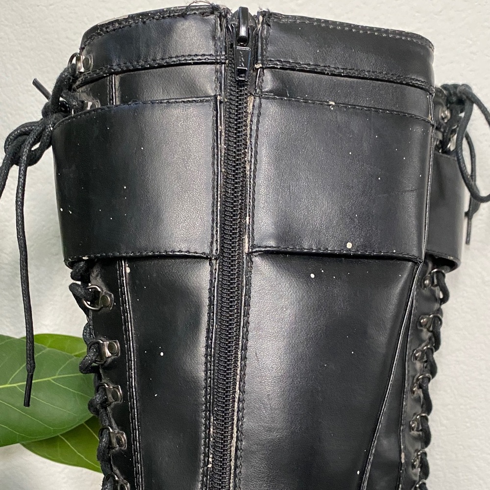 T.U.K Black Lace-Up High Platform Boots - Picture 8 of 16